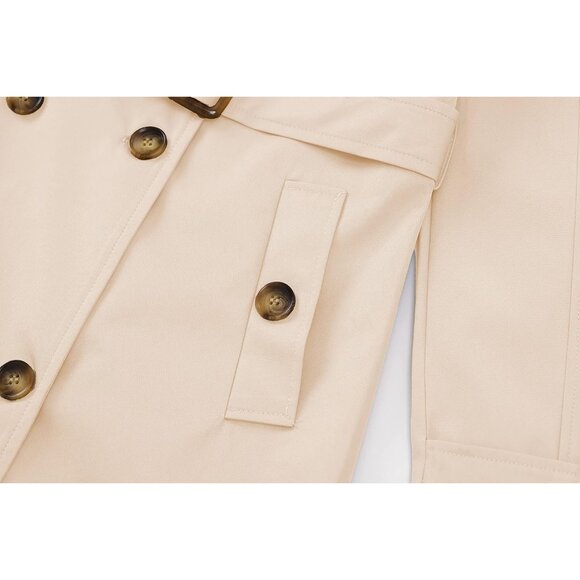 Plus Size Mid-Length Trench Coat with Detachable Hood - Stylish & Functional - Picture 5 of 7